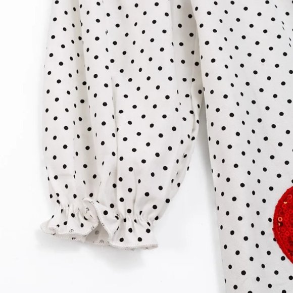 Valentine's Day Smocked Sequin Heart Long Sleeve Dress - Picture 4 of 6